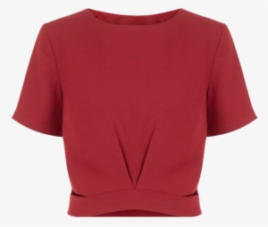 Crop Top Bordeaux En Crêpe Avec Découpes - Czerwona Sukienka In The Present #1562665