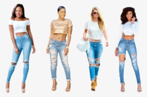 Png Transparent Stock Sassy In Ripped And Crop - Crop Top And Ripped Jeans #1563106