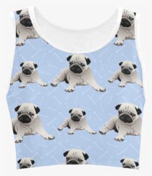 Fawn Pugs On Blue Background Women's Crop Top - Crop Top Transparent Background #1563245