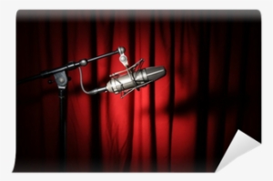 Vintage Microphone With Spotlight Over A Red Curtain - Microphone #1564667