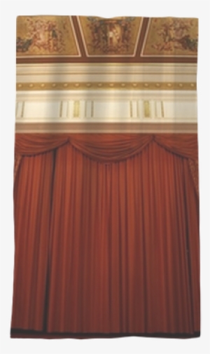 Old Theater Stage And Red Curtain Sheer Window Curtain - Plywood #1565165