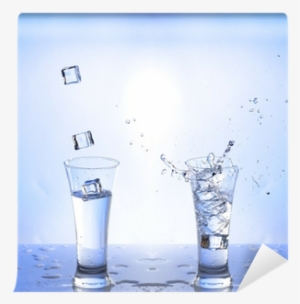 Water Splash In Glasse, White-blue Background Wall - Water #1568370