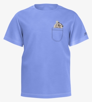 Taylor Nicole Dean Kid's Blue Cheering Hedgehog Drawn - Drawn On Pocket Shirt #1571441