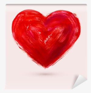 Watercolor Heart, Vector Illustration Wall Mural • - Heart Water Color Red #1571787