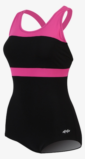 Dolfin Conservative Black/pink Color Block Lap Suit #1578562
