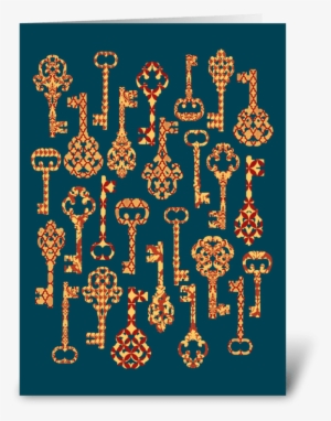 Red And Yellow Skeleton Keys Greeting Card #1578749 Red And Yellow Skeleton Keys Greeting Card #1578749