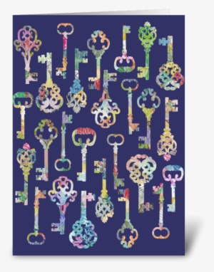 Rainbow Skeleton Keys Greeting Card - Rainbow Keys Laptop Sleeve - 13" #1579133