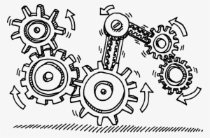 Technical Gears Transprent Png Jpg Transparent Library - Drawing Gears #1584753