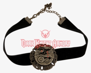 Black Steampunk Gear Choker - Steampunk Antique Gear Black Velvet Choker #1585180