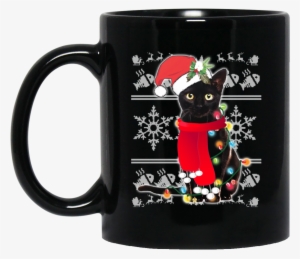 Ugly Christmas Black Cat Santa Scarf Merry Xmas Mug - Dear Wife Thanks For Being My Wife #1586193