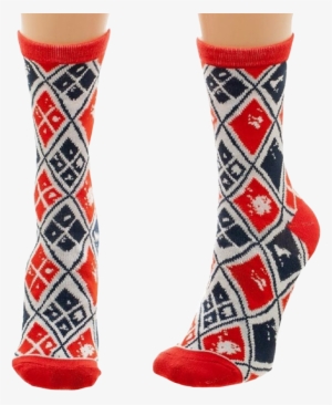 Harley Quinn Womens Diamond Print Crew Socks - Suicide Squad Harley Quinn Socks #1587133