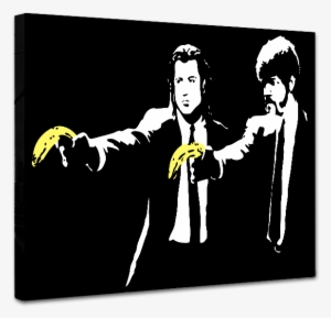 Banksy Pulp Fiction Banana Guns Canvas Print & Poster - Pulp Fiction Tarantino Posters #1590303