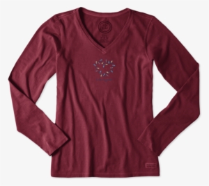 Women's Holiday Lights Heart Long Sleeve Crusher Vee - Sweater #1591948