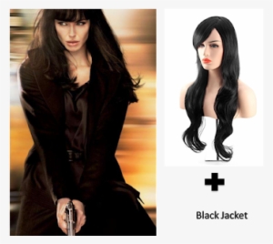 Melodysusie Long Wavy Black Wig Black Jacket - Salt 2010 Angelina Jolie #1593138