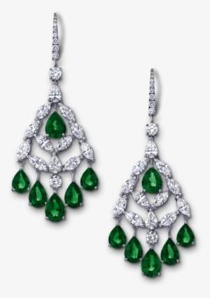 Angara Chandelier Emerald Dangle Earrings With Diamond - Earrings Graff Jewelry #1594618