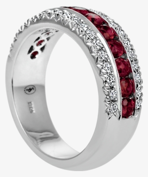 Ap198dd-ru Round Ruby Band With Pave Diamond Border - Grissom's Fine Jewelry #1595047