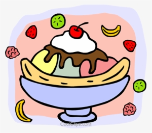 Banana Split Topped With Cherry Royalty Free Vector - Ice Cream #1597559