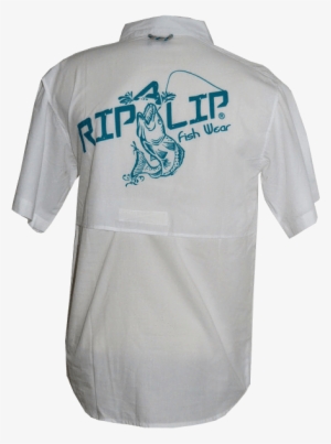 Men's Fishing Short Sleeve Button Down Shirt White - Rip A Lip #1597722