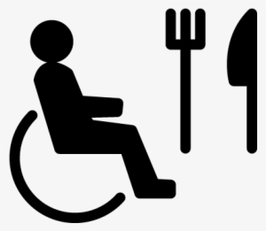 Person On Wheel Chair With Fork And Knife Vector - Wheelchair #1597930