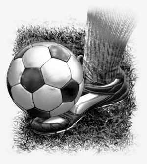 Soccer Fabric, Foot Kicking The Ball, Black And White - Football #160721