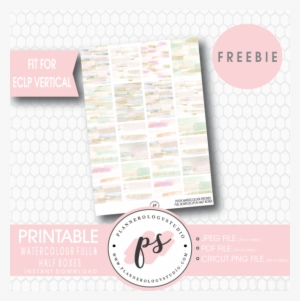 Watercolour Brushstrokes Full & Half Boxes Printable - Paperclip Bow Planner Sticker #162809