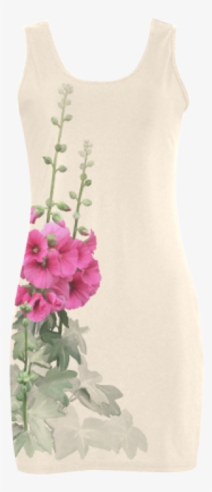 Pink Hollyhocks On Antique White, Watercolor Medea - Pink Flowers, Watercolors Canvas Print - Small By Ivaw #163056