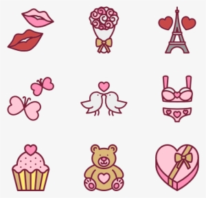Linear Color Valentines Day Set - Clip Art #164404