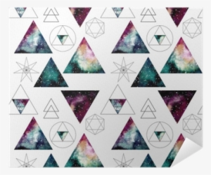 Pattern With Watercolor Nebula In Triangles And Sacred - Sacred Geometry #165397