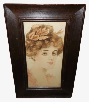 Watercolor Of Gibson Style Girl In Wide Wood Frame - Picture Frame #165859