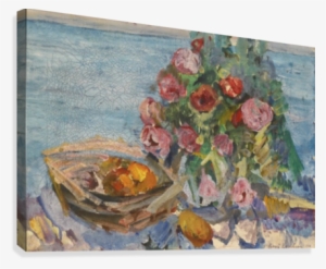 Still Life With Roses And Fruits Canvas Print - Konstantin Korovin #165979
