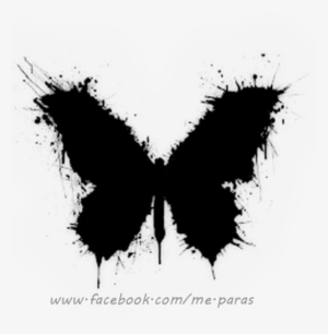 Abstract Black Butterfly Tattoo With Some White Accents - Black Butterfly Tattoo #169674