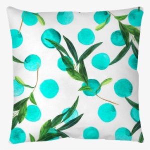 Seamless Pattern With Watercolor Olive Branch On Blue - Watercolor Painting #1608286