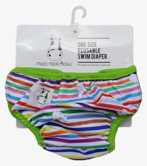 One Size Swim Diaper Rainbow With Green Border - Swim Diaper #1609761