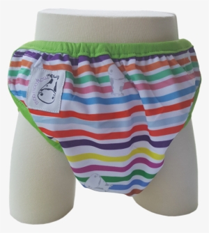 One Size Swim Diaper Rainbow With Green Border - Swim Diaper #1609907