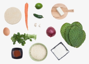 Nopales Tempura Tacos With Chipotle Vegetables & Cotija - Vegetable From Top Png #1610350