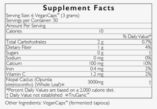 Nopal Blood Sugar™ Supplement Facts - Greener Grasses Healthforce Nutritionals 5 Oz Powder #1611253