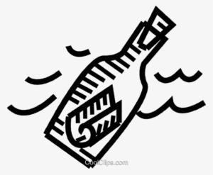 Message In A Bottle Royalty Free Vector Clip Art Illustration - Message In Bottle Clipart #1611951