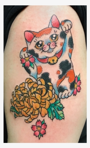 Rebeka Maine Tattoo Artist Lucky Cat Chrysanthemum #1613904