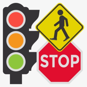 A Traffic Light, A Stop Sign, And A Yield To Pedestrians - Turn In Work Sign #1615211