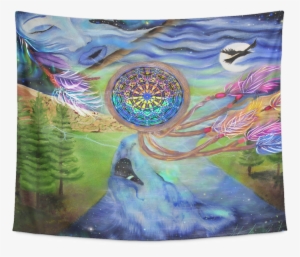 Tribal Wolf Dream Catcher Tapestry #1616285