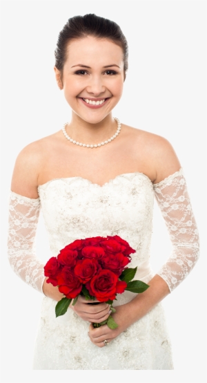 Bride Holding Roses Png - Bride Png #1616987