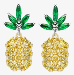Rhinestone Pineapple Earrings Yellow - Korean Women Jewelry Earrings Rhinestone Pineapple #1618893