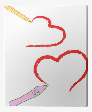 Sketch Of Pencils Drawing Two Hearts Canvas Print • - Drawing #1618975