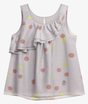 Grey Polka Dot-printed Cotton Voile / Silk Blouse For - Little Girl Blouses #1619602