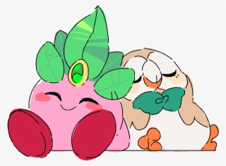Rowlet With Leaf Kirby - Cartoon #1621555