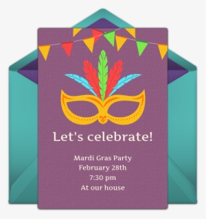 Mardi Gras Mask Online Invitation - Construction Paper #1628304
