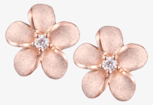 14k Rose Gold Plumeria Diamond Earrings - Body Jewelry #1628926