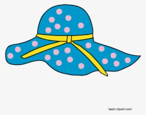 Blue And Pink Summer Hat With Poka Dots Clip Art - Blue #1631944