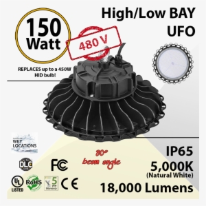 150w 480v Led High Bay Light Ufo 18000 Lm 5000k #1632265