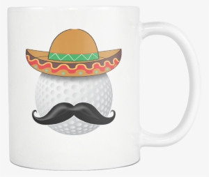 Clip Black And White Funny Golf Ball Mustache Sports - Coffee Cup #1635756
